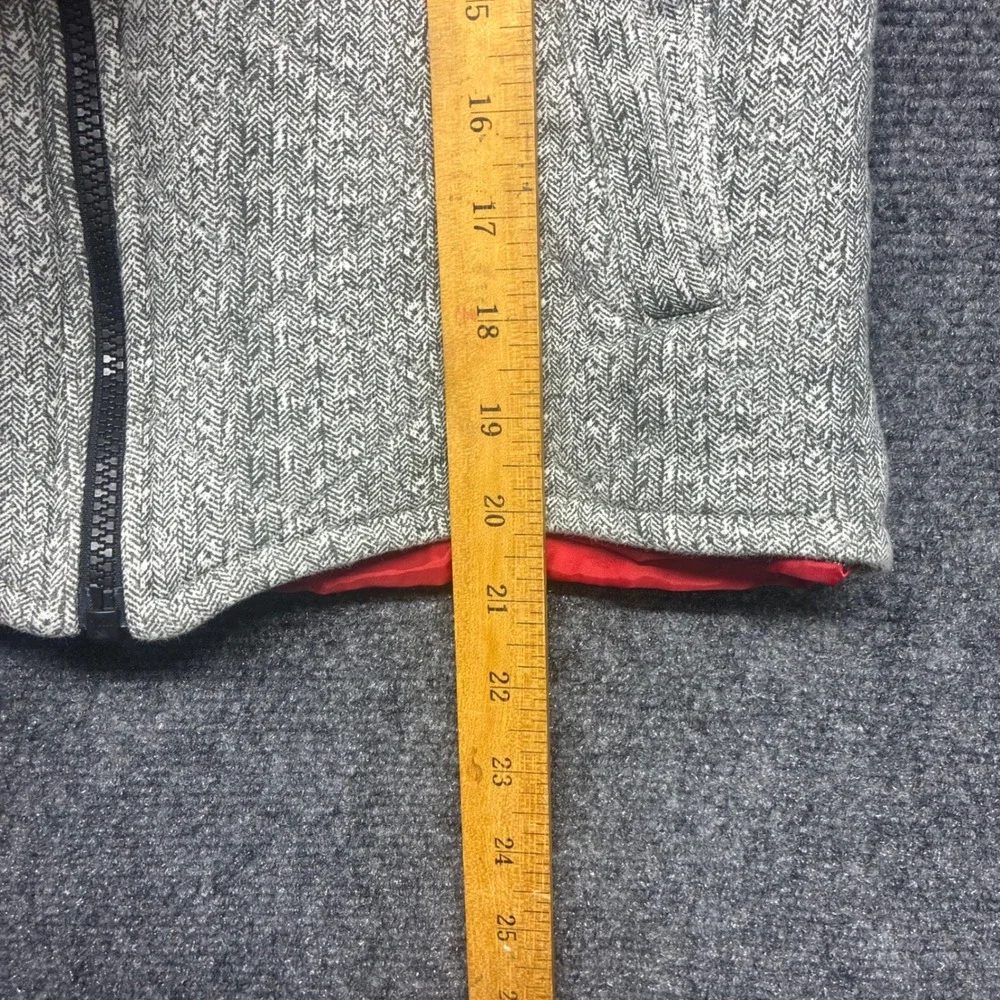 Outdoor Kids Full Zip Herringbone‎ Quilted Vest Size 12 Grey Red 6894993